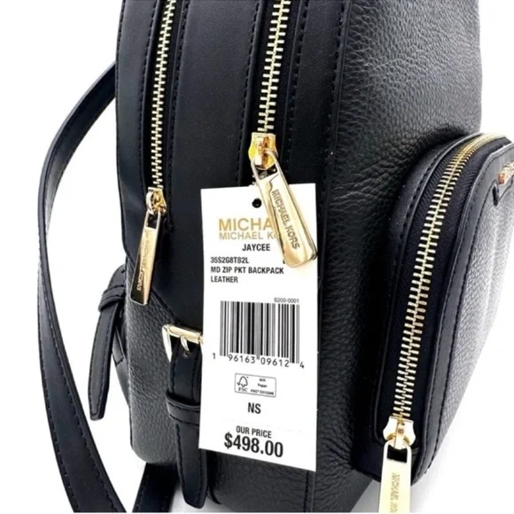 Michael Kors Medium Jaycee Backpack Black/Gold - Picture 11 of 11